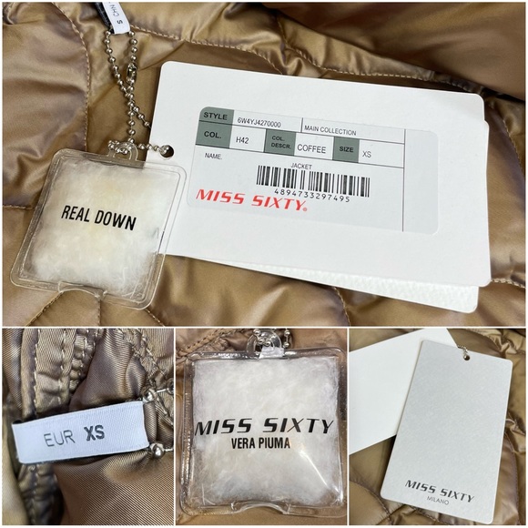 Miss Sixty Quilted Diamond Pattern Duck Down Jacket With Loose Fit - Picture 12 of 17